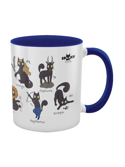 Spooky Cat A Guide To Horoscopes Blue Inner 2-Tone Mug