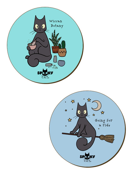Spooky Cat Witchcraft Coasters Set of 4