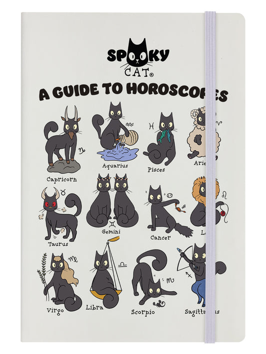 Spooky Cat A Guide To Horoscopes Cream A5 Hard Cover Notebook
