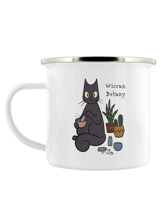 Spooky Cat Wiccan Botany Enamel Mug