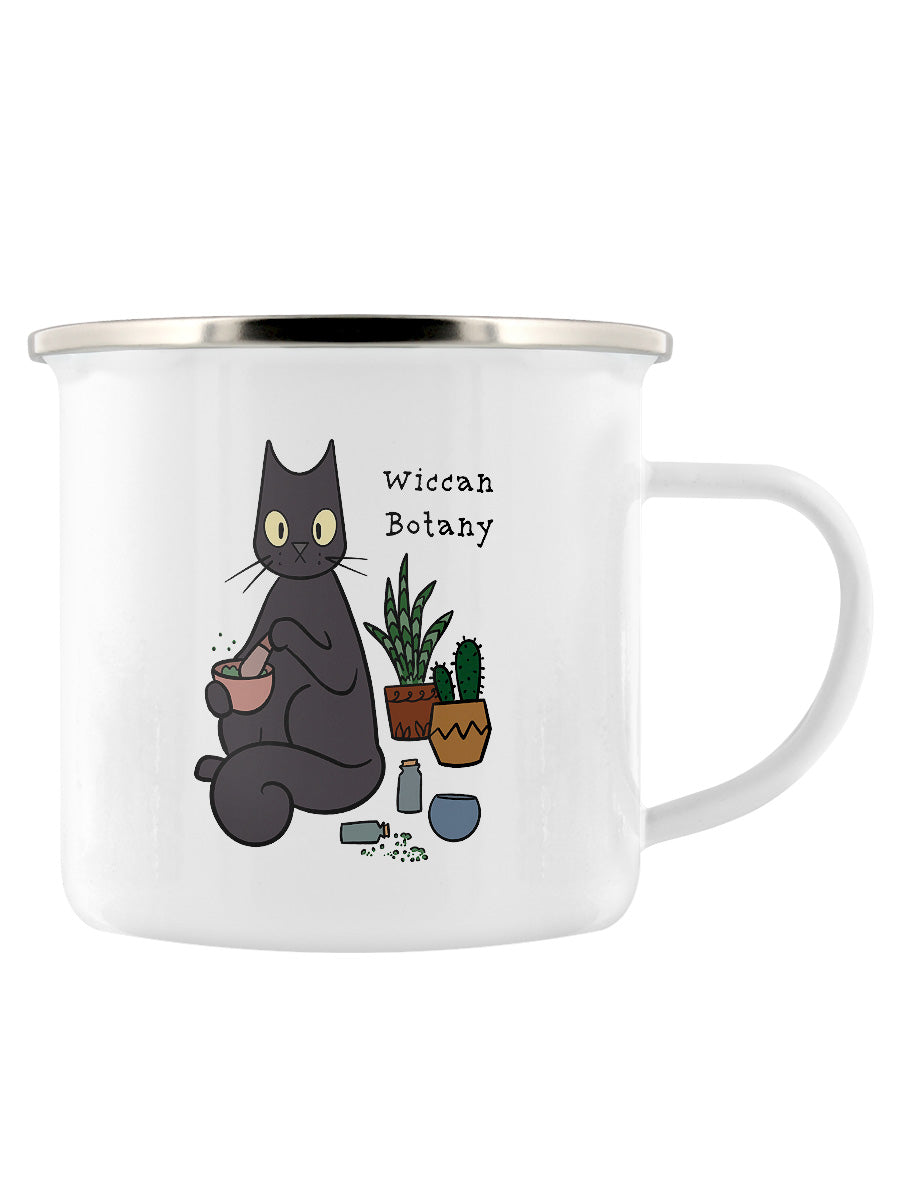 Spooky Cat Wiccan Botany Enamel Mug