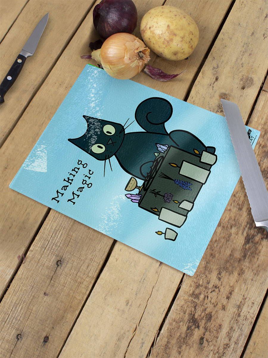 Spooky Cat Making Magic Small Rectangular Chopping Board