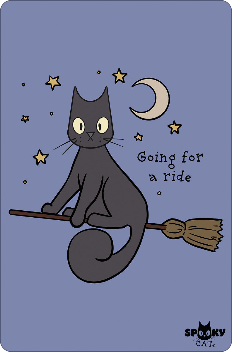 Spooky Cat Going For A Ride Small Tin Sign