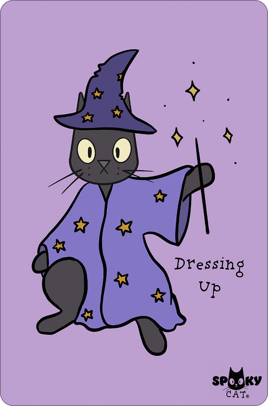 Spooky Cat Dressing Up Small Tin Sign
