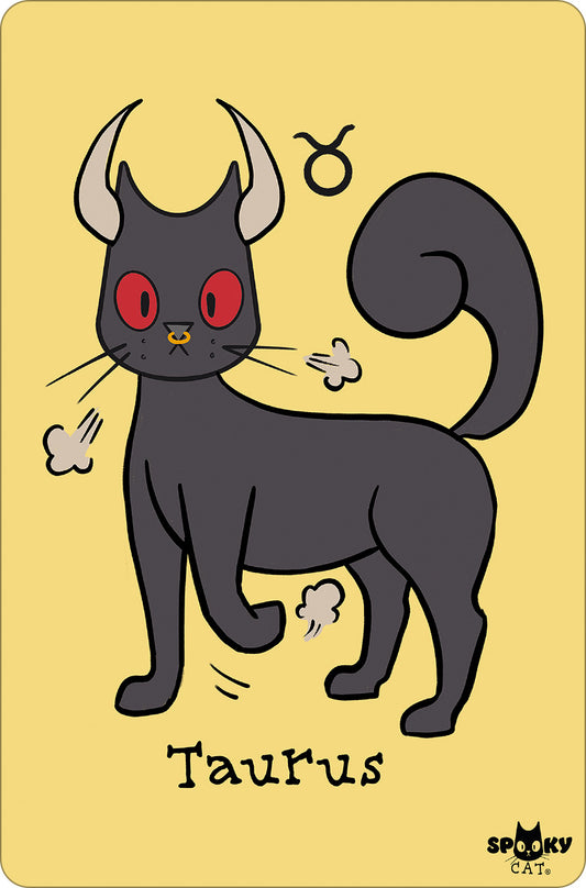 Spooky Cat Horoscopes Taurus Small Tin Sign