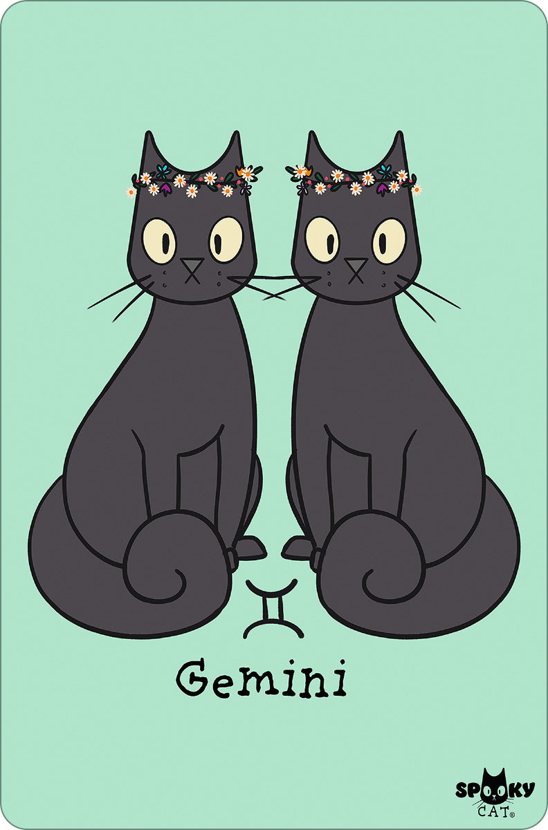 Spooky Cat Horoscopes Gemini Small Tin Sign