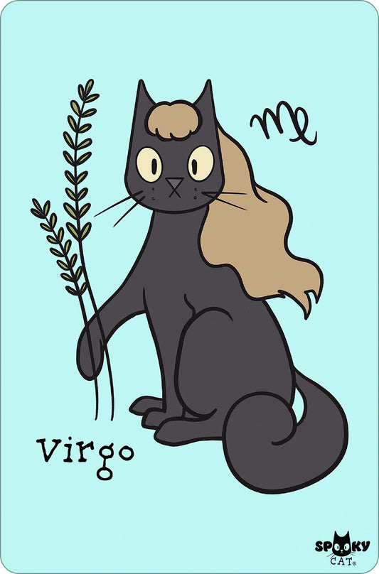 Spooky Cat Horoscopes Virgo Small Tin Sign