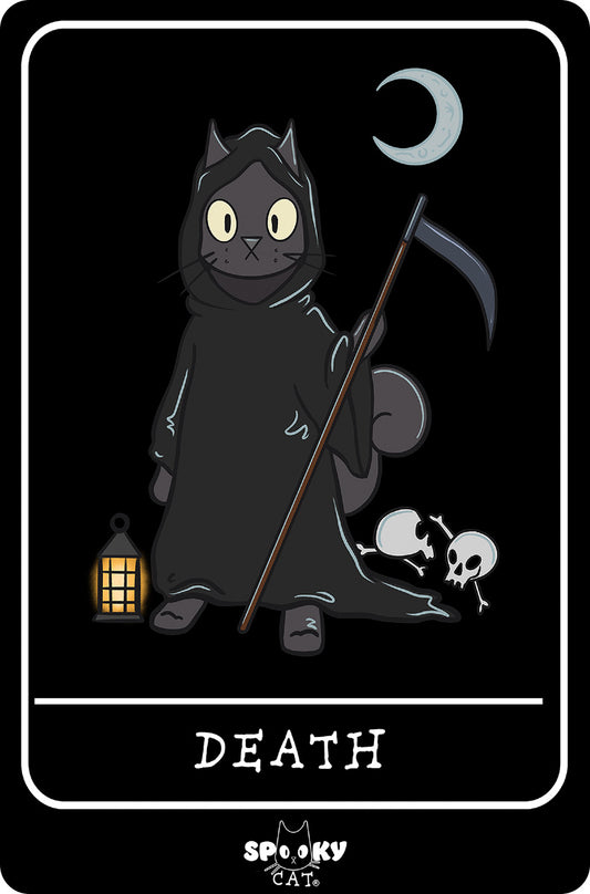 Spooky Cat Tarot Death Small Tin Sign