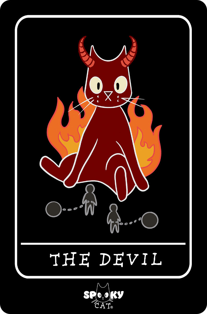 Spooky Cat Tarot The Devil Small Tin Sign