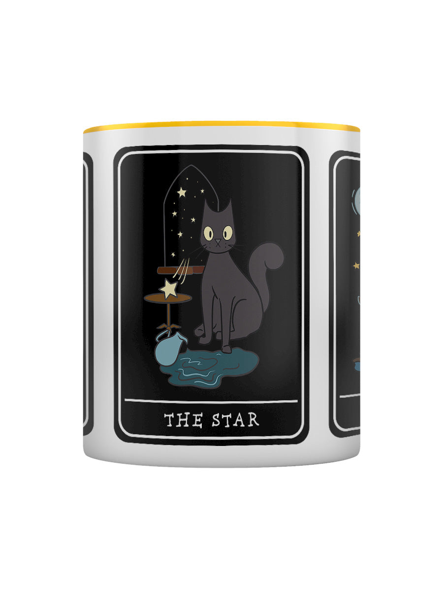 Spooky Cat Tarot The Sun, The Star, The Moon Yellow Inner 2-Tone Mug