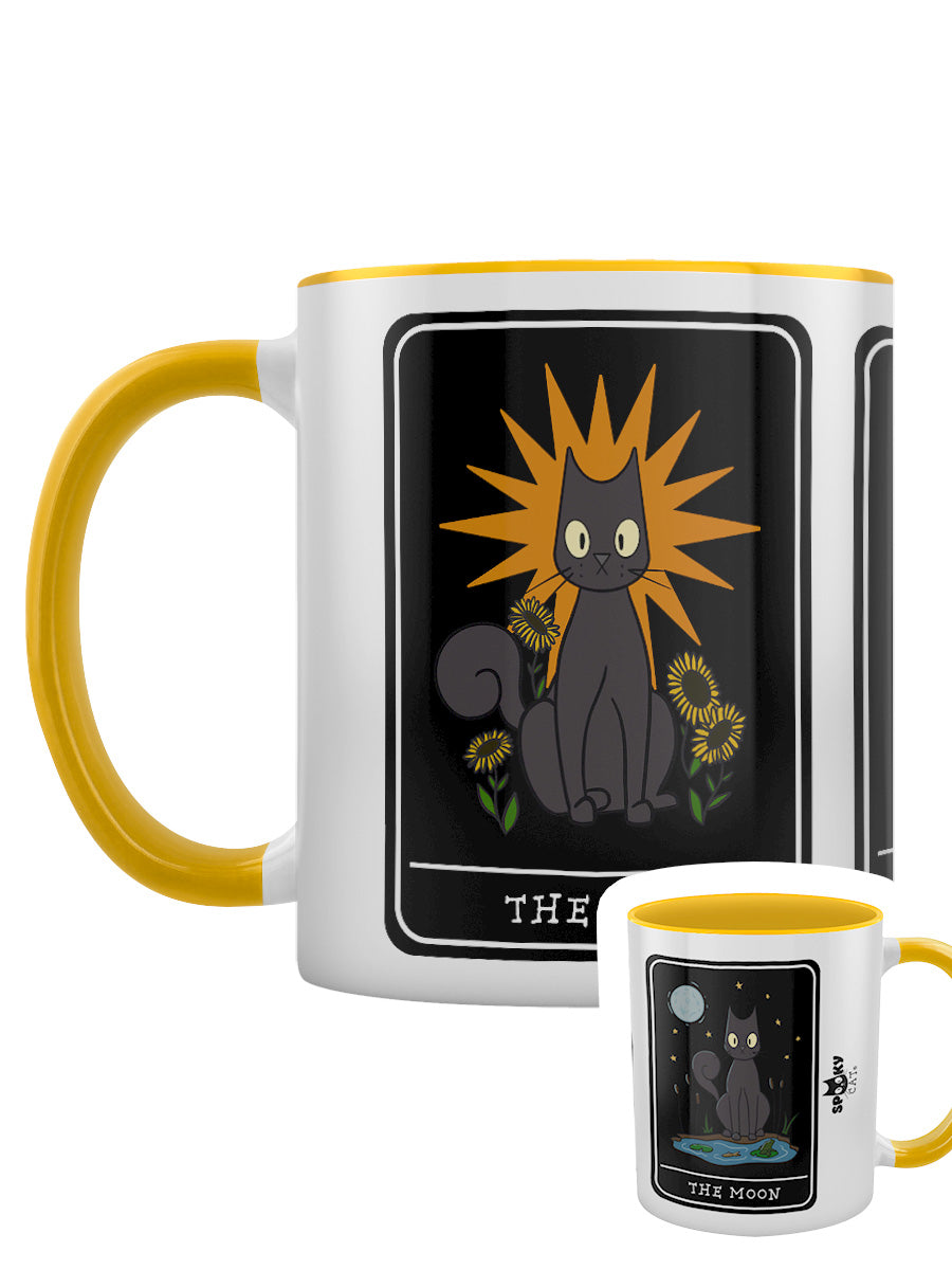 Spooky Cat Tarot The Sun, The Star, The Moon Yellow Inner 2-Tone Mug