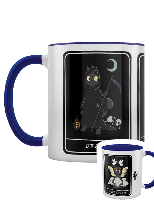 Spooky Cat Tarot Death, The Devil, The Lovers Blue Coloured Inner Mug