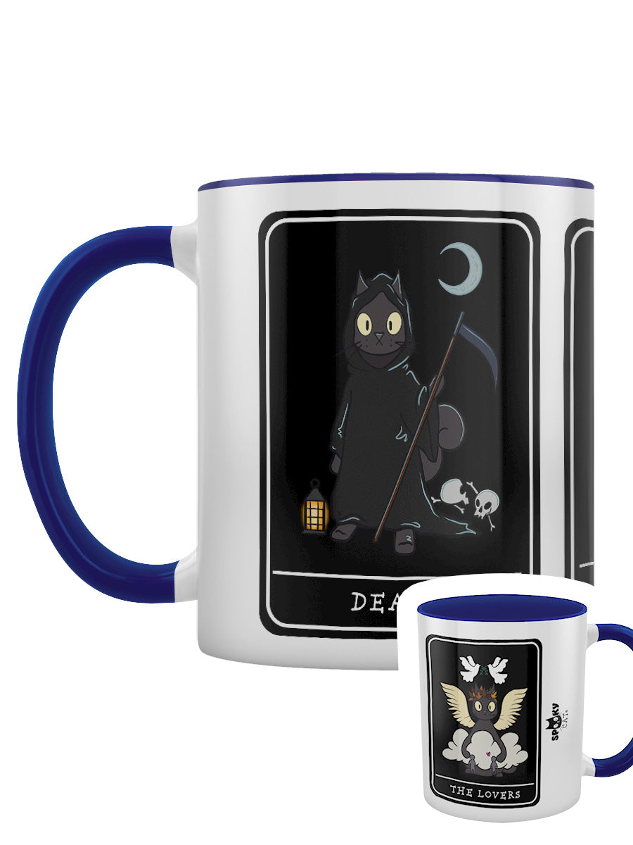 Spooky Cat Tarot Death, The Devil, The Lovers Blue Coloured Inner Mug
