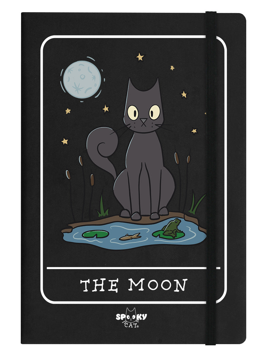 Spooky Cat Tarot The Moon Black A5 Hard Cover Notebook