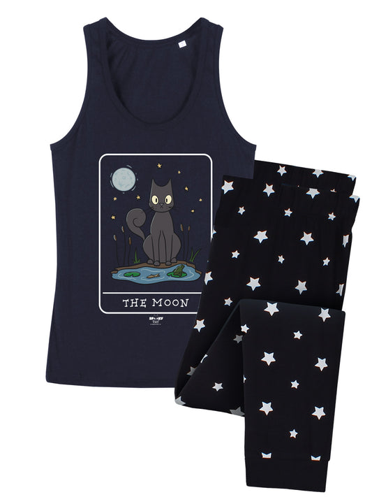 Spooky Cat Tarot The Moon Ladies Long Pyjama Set