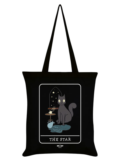 Spooky Cat Tarot The Star Black Tote Bag