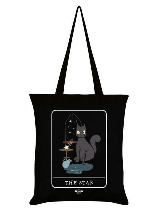 Spooky Cat Tarot The Star Black Tote Bag