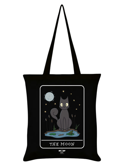 Spooky Cat Tarot The Moon Black Tote Bag