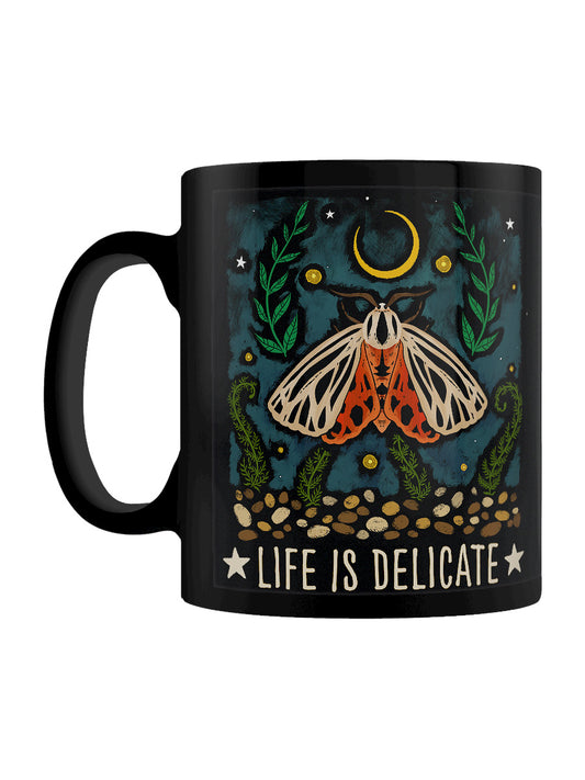 Gentle Nature Life Is Delicate Black Mug