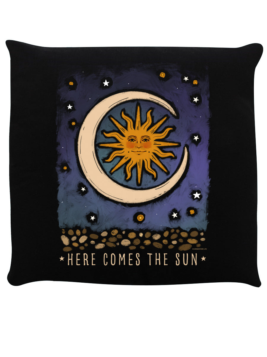 Hello World Here Comes The Sun Black Cushion