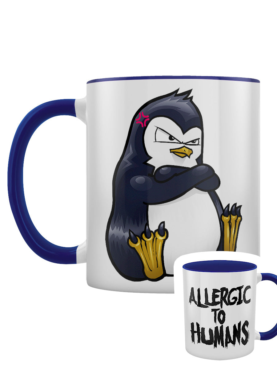 Psycho Penguin Allergic To Humans Blue Inner 2-Tone Mug