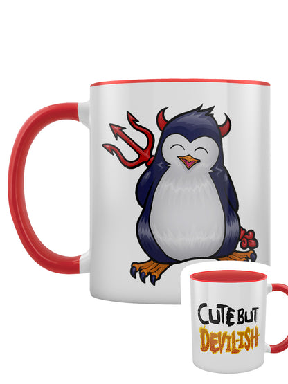 Psycho Penguin Cute But Devilish Red Inner 2-Tone Mug