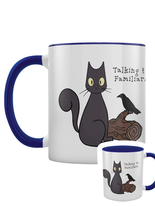 Spooky Cat Talking To Familiars Blue Inner 2-Tone Mug
