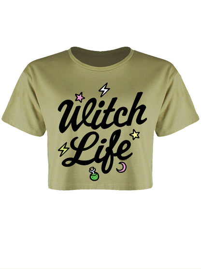 Witch Life Sage Green Boxy Crop Top