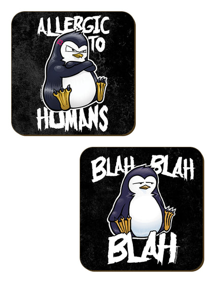 Psycho Penguin Allergic to Humans 4 Piece Coaster Set