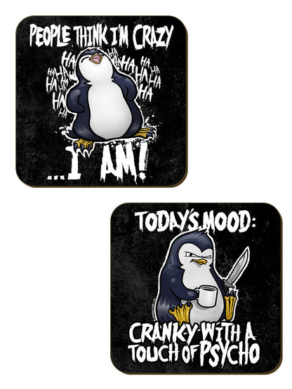 Psycho Penguin Allergic to Humans 4 Piece Coaster Set