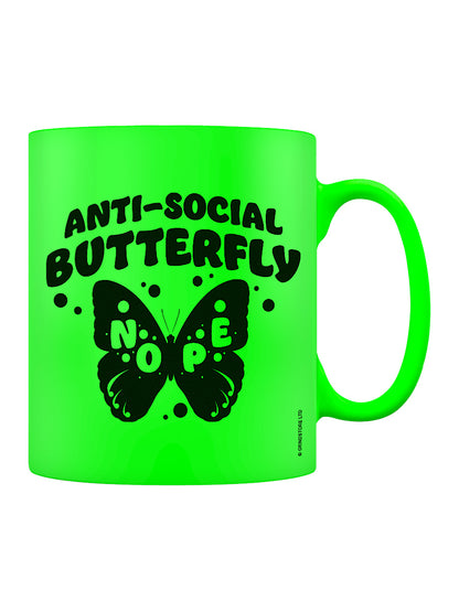 Anti-social Butterfly Green Neon Mug