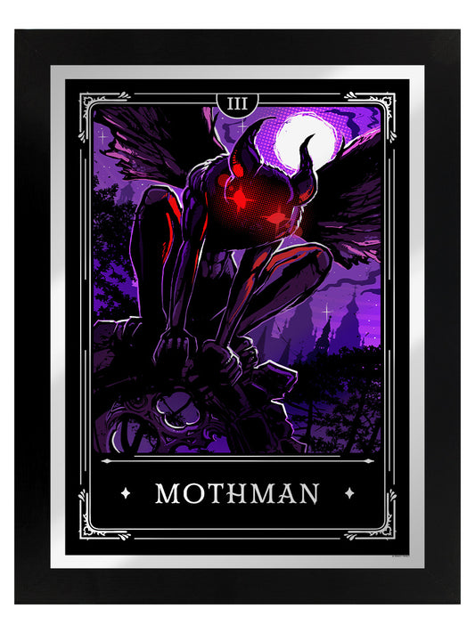 Framed Deadly Tarot Legends - Mothman Mirrored Tin Sign
