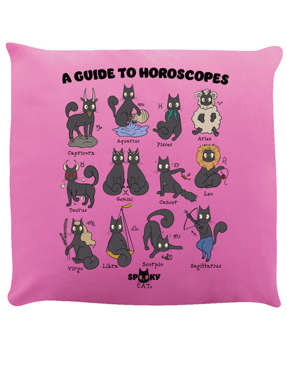 Spooky Cat A Guide To Horoscopes Pink Cushion