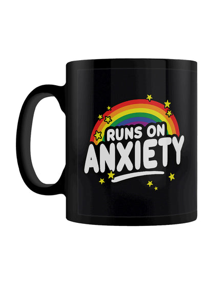 Runs on Anxiety Black Mug