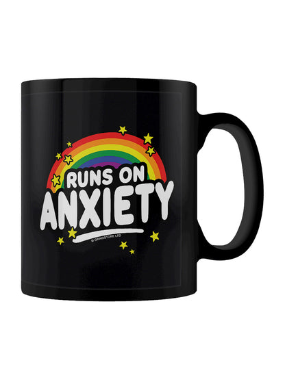 Runs on Anxiety Black Mug