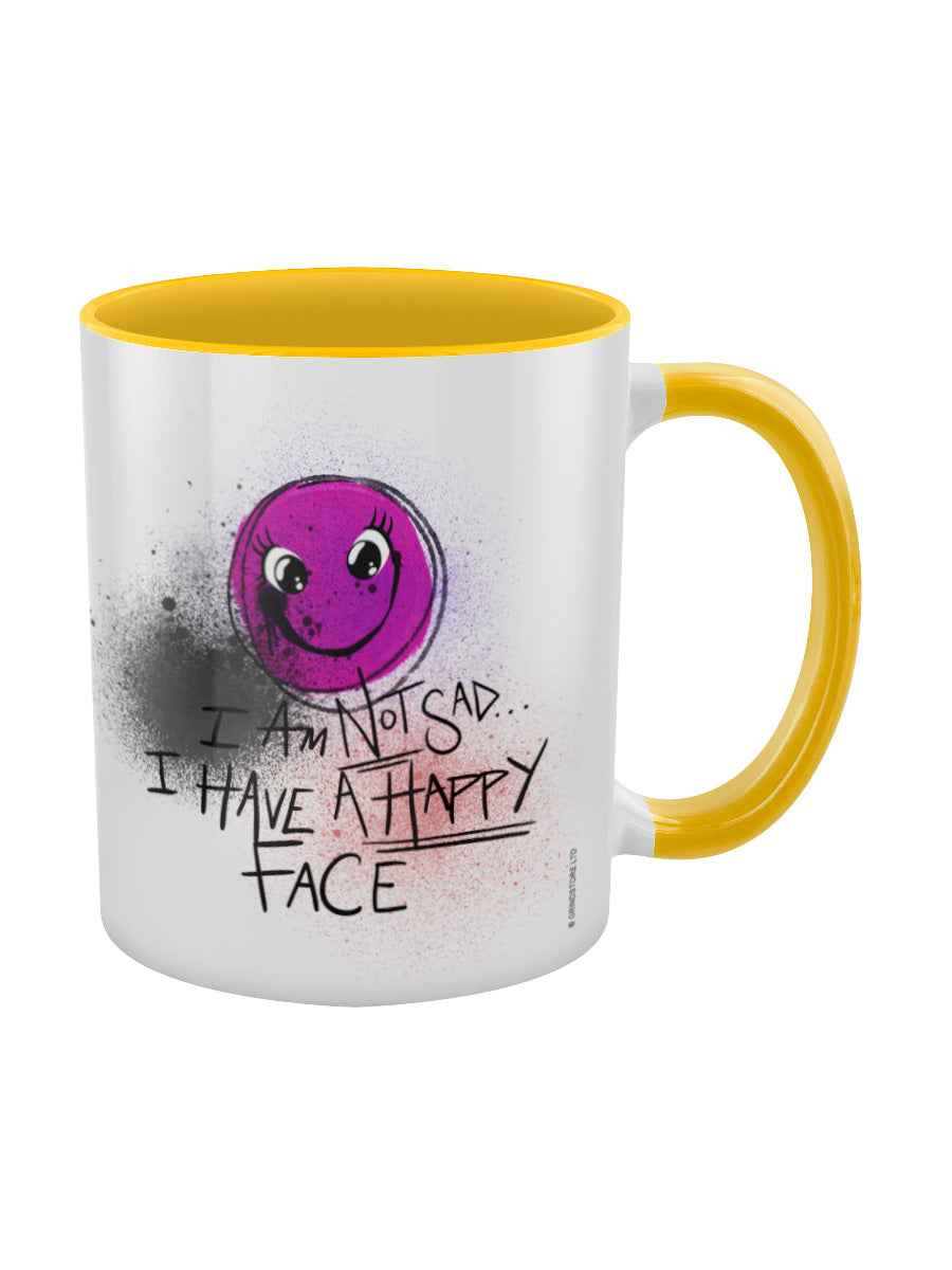 I Am Not Sad. I Have A Happy Face Yellow Inner 2-Tone Mug