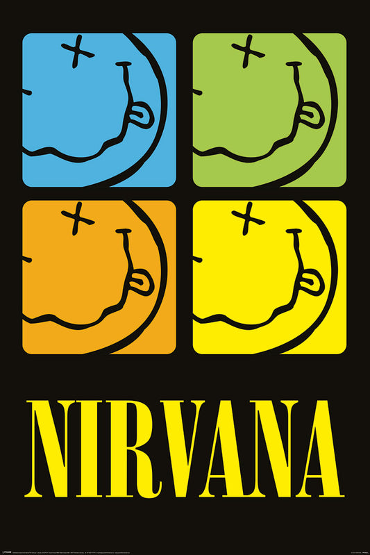 Nirvana Happy Face Squares Maxi Poster