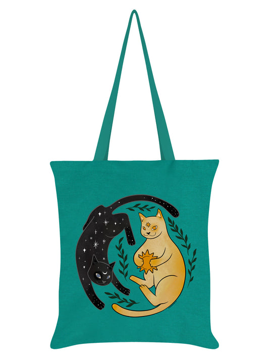 Celestial Kittens Emerald Green Tote Bag