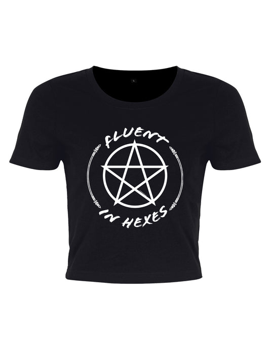 Fluent In Hexes Black Crop Top