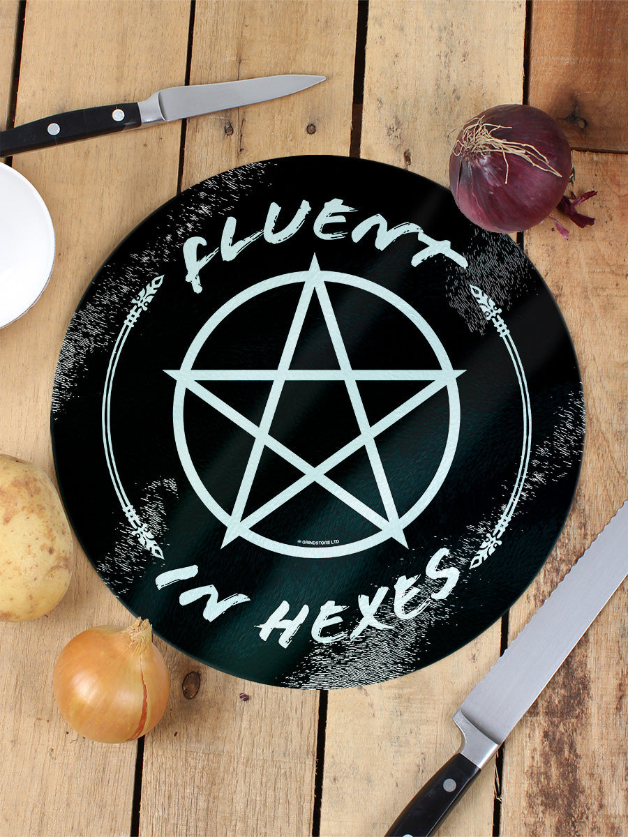 Fluent In Hexes Glass Chopping Board