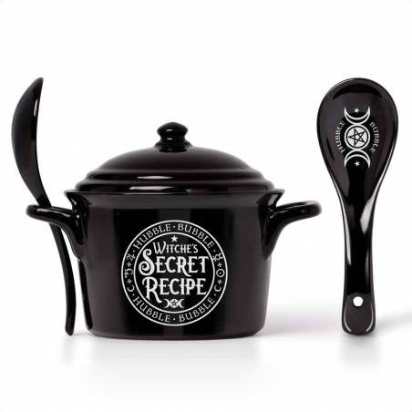 Alchemy Witches Secret Recipe Lidded Bowl & Spoon Set