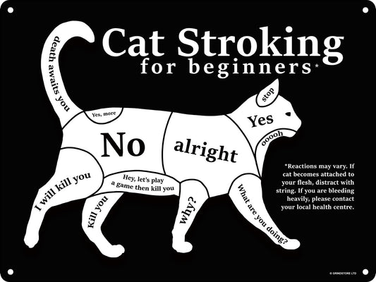 Cat Stroking For Beginners Mini Tin Sign