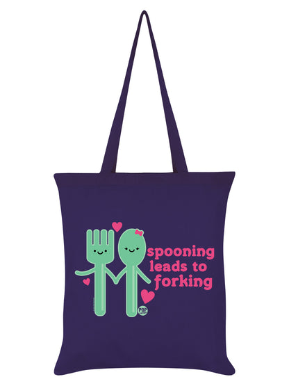 Pop Factory Spooning Leads To Forking Purple Tote Bag