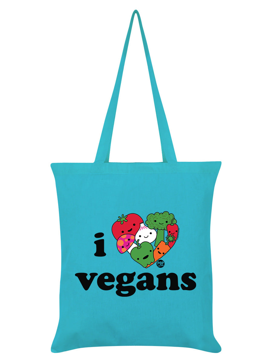 Pop Factory I Love Vegans Azure Blue Tote Bag