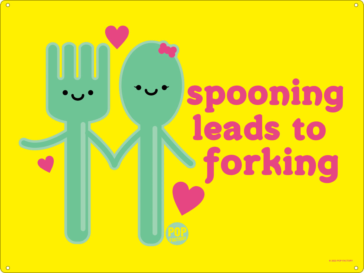 Pop Factory Spooning Leads To Forking Tin Sign