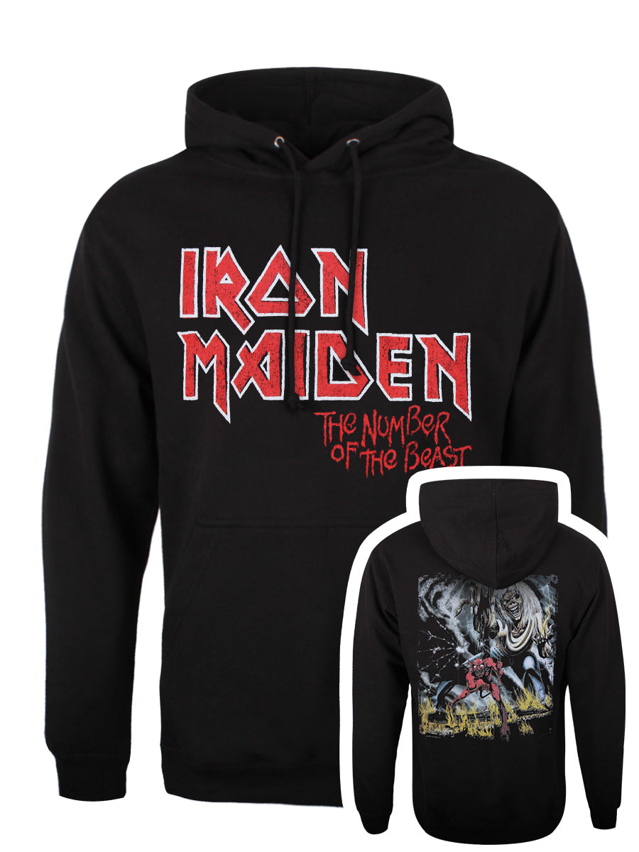 Iron Maiden Number Of The Beast Vintage Logo Men's Black Pullover Hoodie