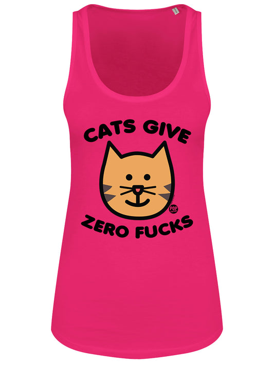 Pop Factory Cats Give Zero Fucks Ladies Raspberry Vest