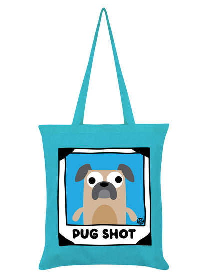 Pop Factory Pug Shot Azure Blue Tote Bag