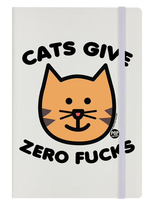 Pop Factory Cats Give Zero Fucks Cream A5 Hard Cover Notebook