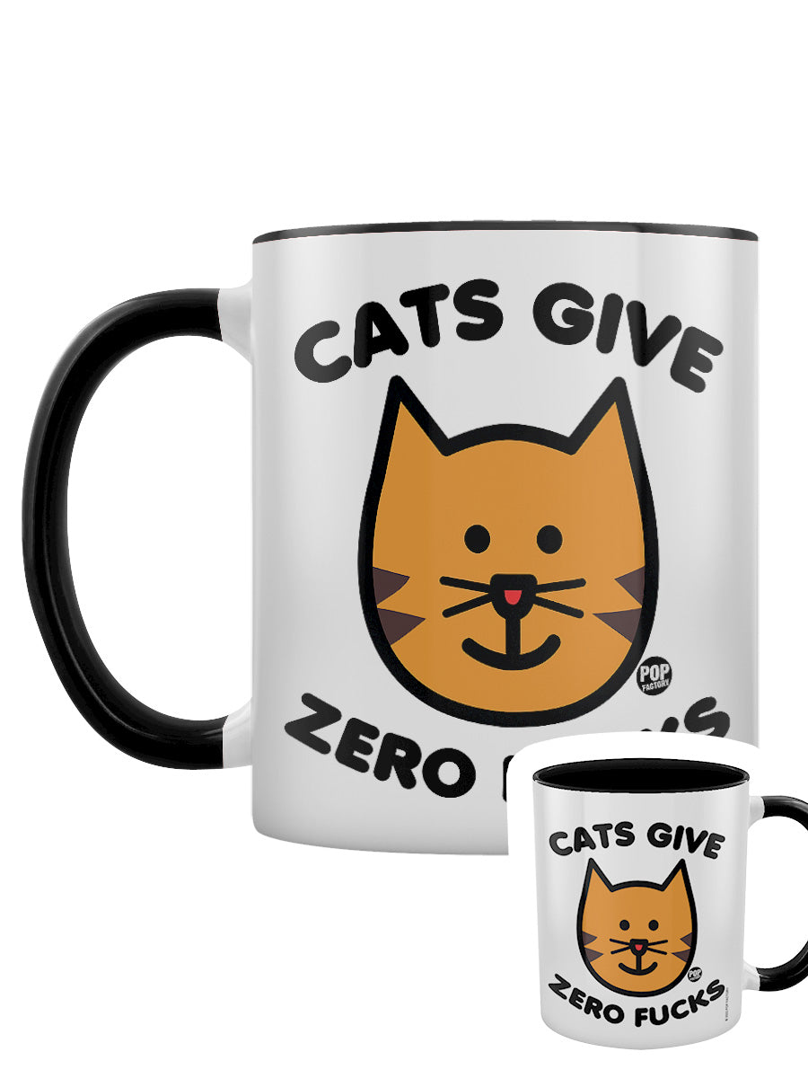 Pop Factory Cats Give Zero Fucks Black Inner 2-Tone Mug